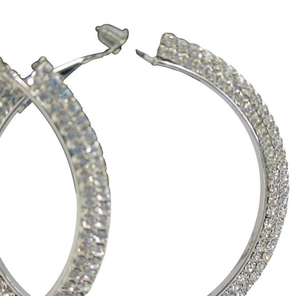 nOir Jewelry Pressed Crystal Sparkle 2” Hoop NWT Y2K Party - Picture 2 of 5